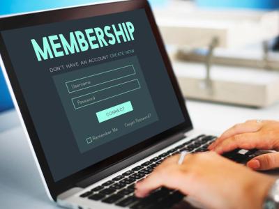 Login screen for memberhsip software